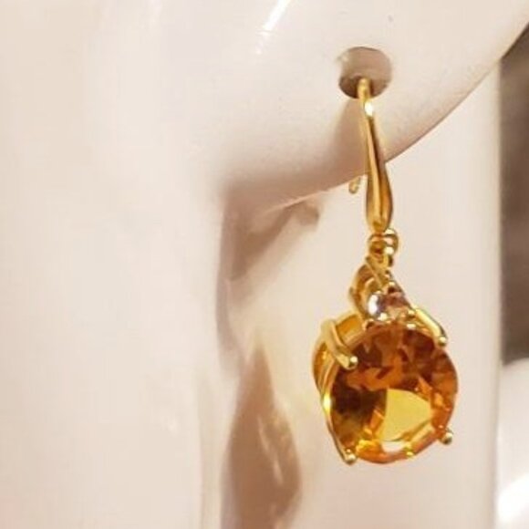 NWOT Nadri  Gold Sterling Silver Crystal Pendent earrings Cubic Zirconia stones - Picture 3 of 4